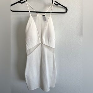 Windsor White Mesh Inset Halter Mini Bodycon Dress - XS